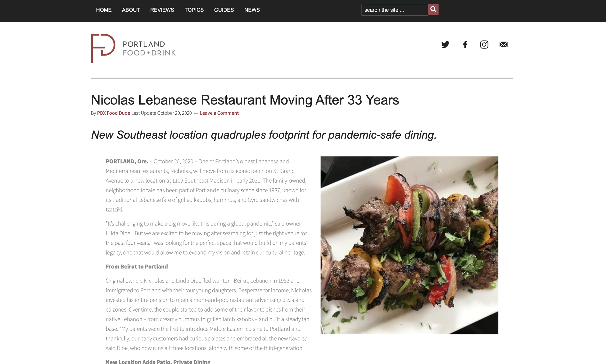 Nicolas Lebanese Restaurant Is Moving After 33 Years In The Same